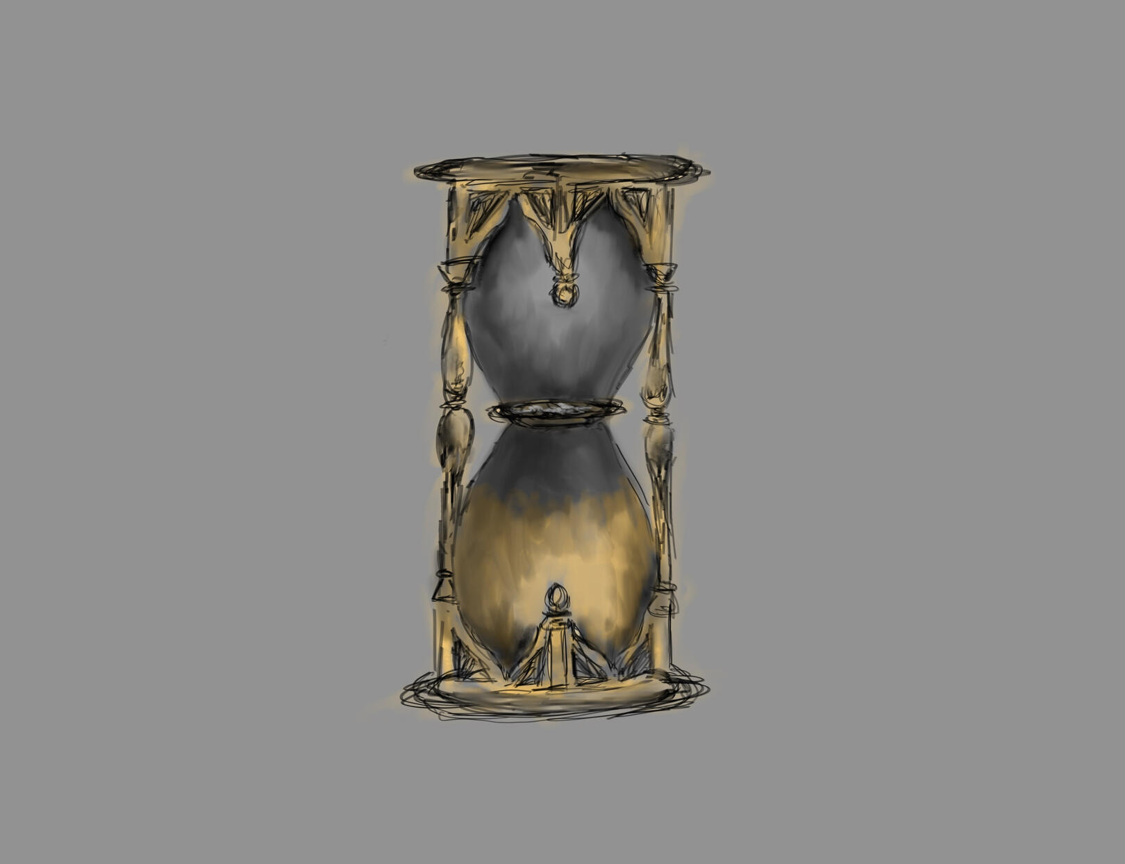 A photo representing The House of Hours An illustration of an hour glass against a grey background.